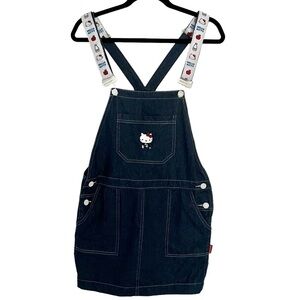 Hello Kitty x Lazy Oaf Blue Denim Overall Pinny Dress Small